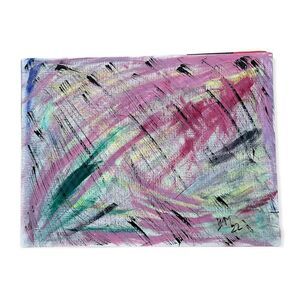 Positive & Negative Custom Acrylic Painting Black Pink Yellow Green Blue 9x12